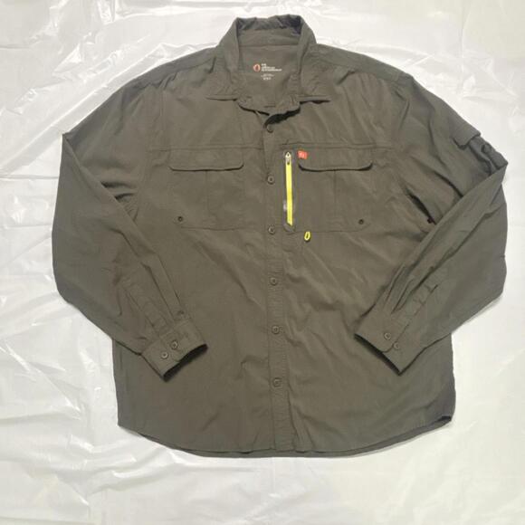 the american outdoorsman Other - The American Outdoorsman Button-Up Shirt Olive Nylon Spandex XXL Long Sleeve‎